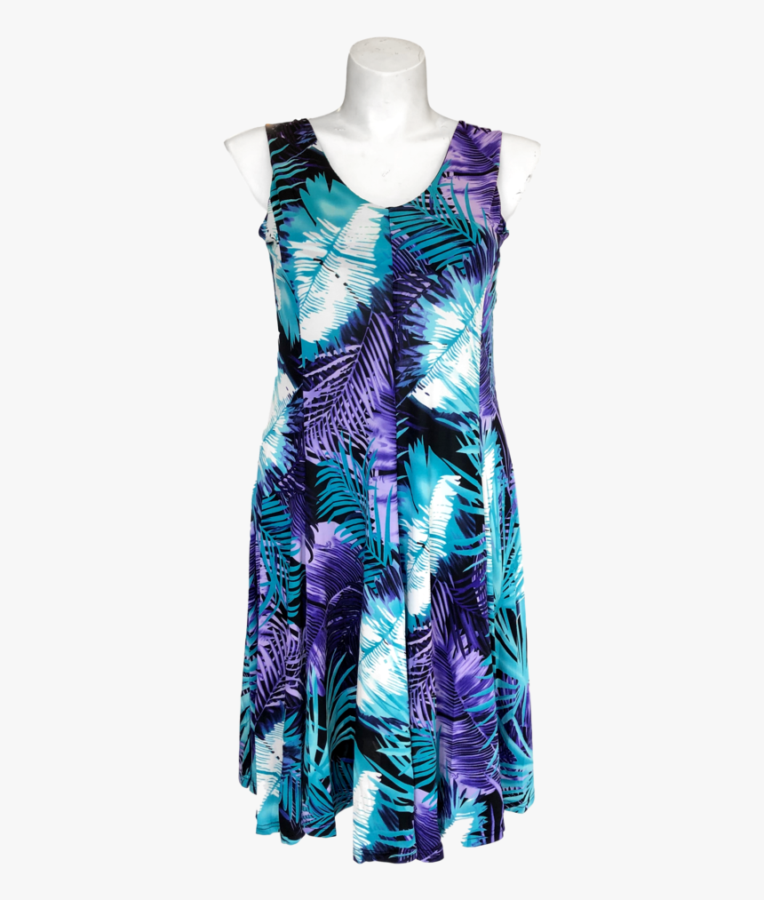 Sleeveless Fit And Flare Dress In Purple And Aqua - Day Dress, HD Png Download, Free Download