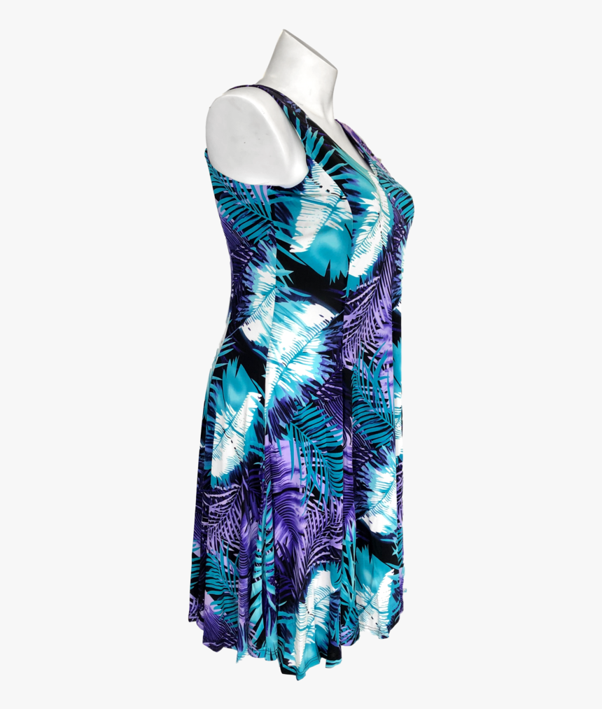 Sleeveless Fit And Flare Dress In Purple And Aqua - Cocktail Dress, HD Png Download, Free Download