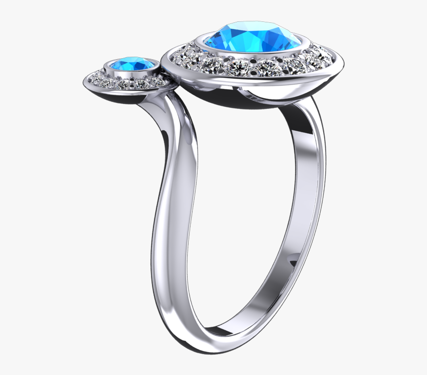Natural Blue Topaz And Diamond Halo Ring Style, HD Png Download, Free Download