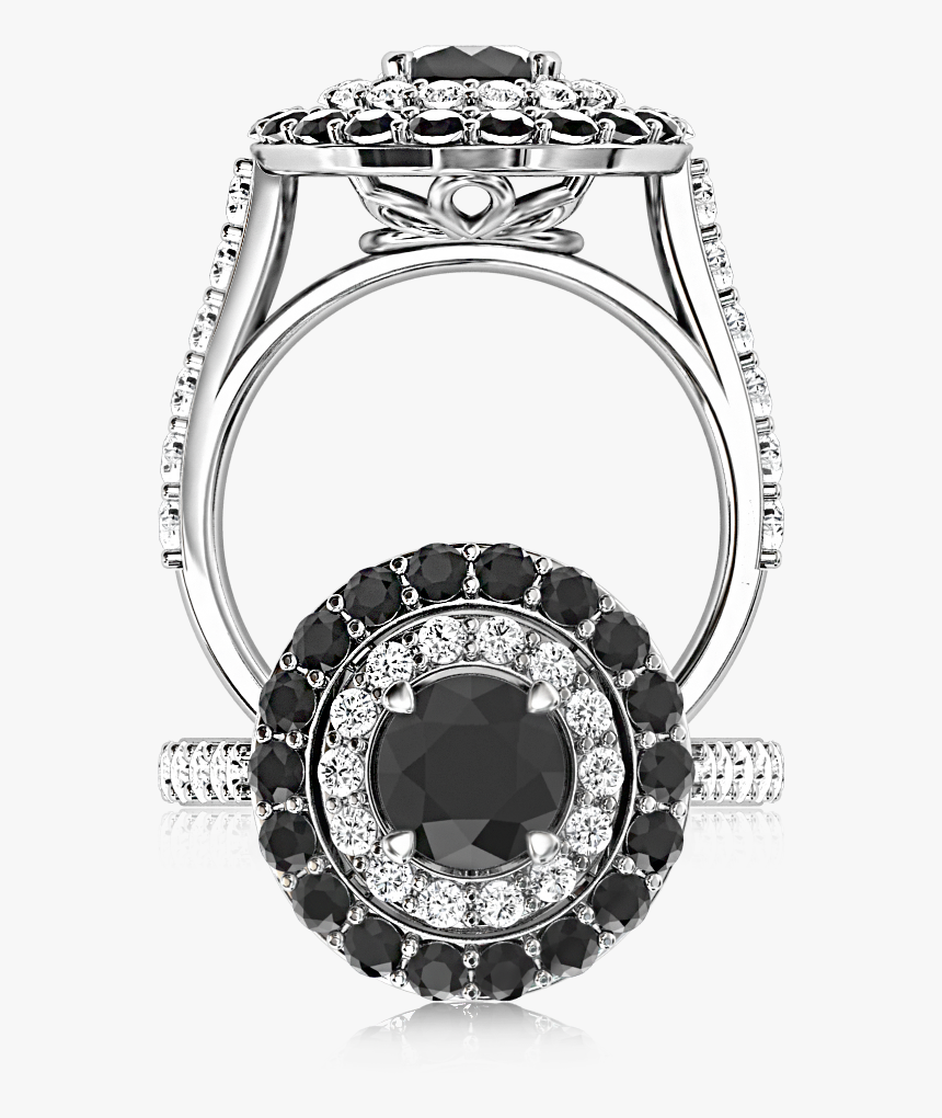 7034 Natural Coloured Diamonds Black Halo Ring - Browns Black Diamond Ring, HD Png Download, Free Download