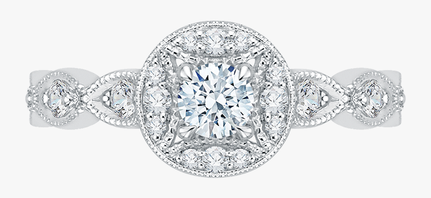 Round Cut Diamond Halo Engagement Ring - Engagement Ring, HD Png Download, Free Download