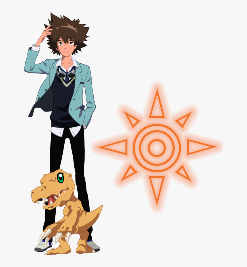 Taichi And Agumon By Narusailor - Green Star Tile Backsplash, HD Png Download, Free Download