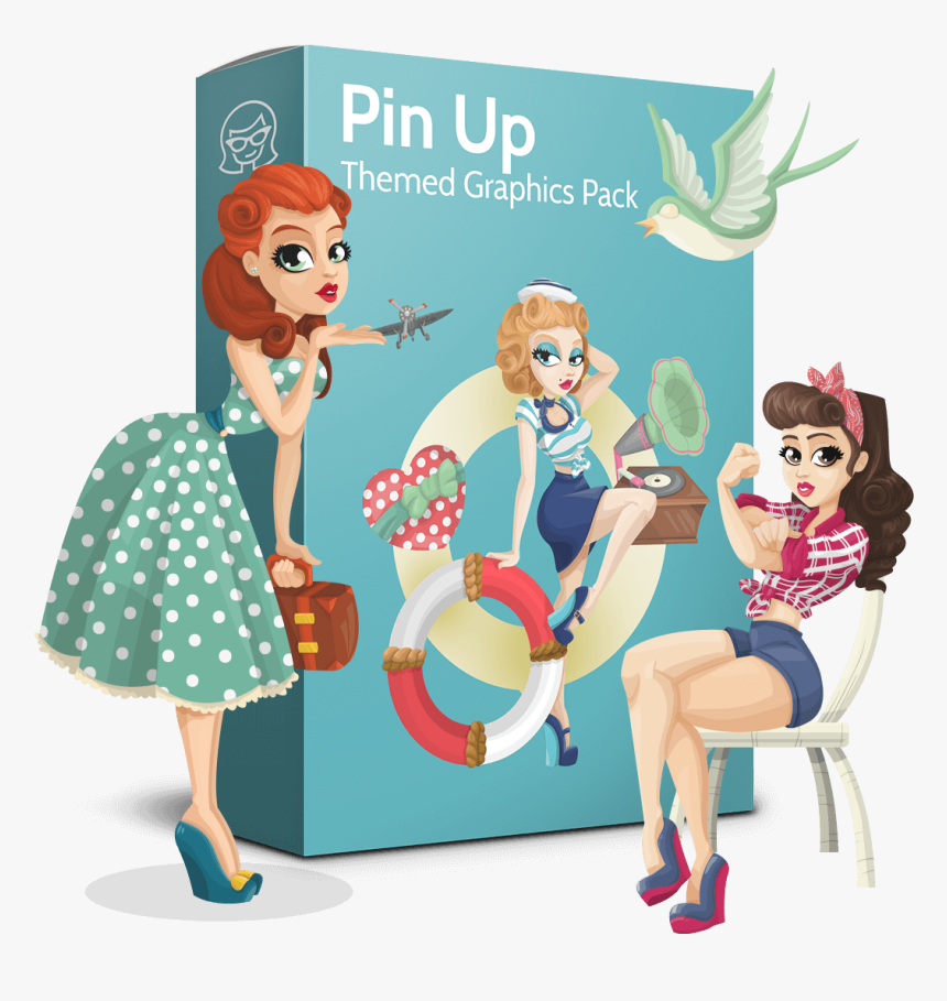 Clip Art Pin Up Collection Glamour - Cartoon, HD Png Download, Free Download