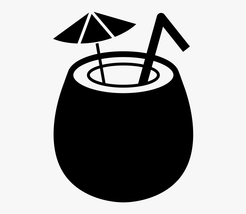 File - Coconut Icon - Svg - Coconut Drink Clipart Black - Black And White Coconut, HD Png Download, Free Download