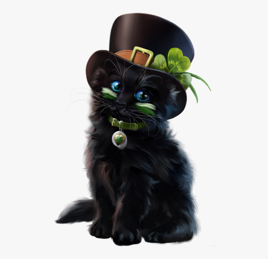 ♣ Tube 17 Mars, Chat Noir Png ♣ St Patrick"s Day Cat - Tube Cat St Patrick Png, Transparent Png, Free Download