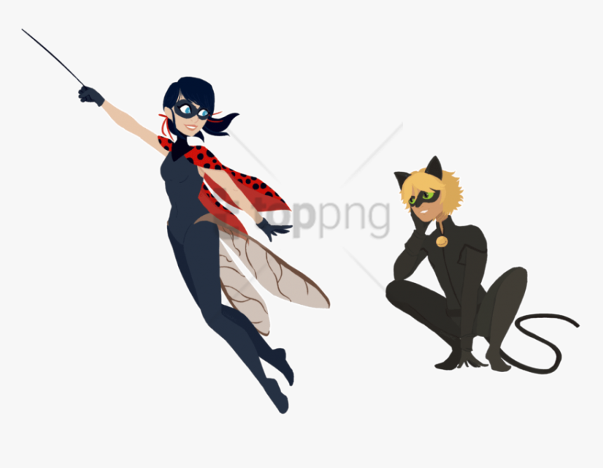 Free Png Download Ladybug And Chat Noir By Dashurie - Ladybug And Car Noir Oc, Transparent Png, Free Download