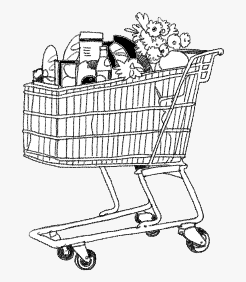 Transparent Shopping Cart Clipart - Full Shopping Trolley Drawing, HD Png Download, Free Download