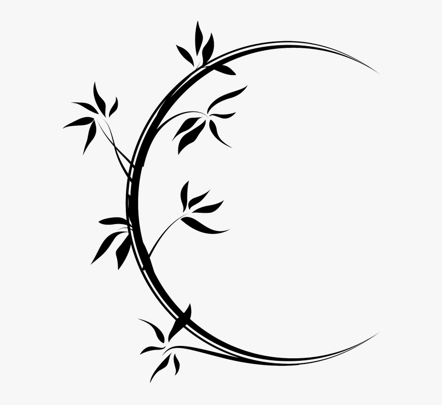 Circle, Flowers, Leaves, Decorative, Black, Transparent - Decorative Line Art Png, Png Download, Free Download