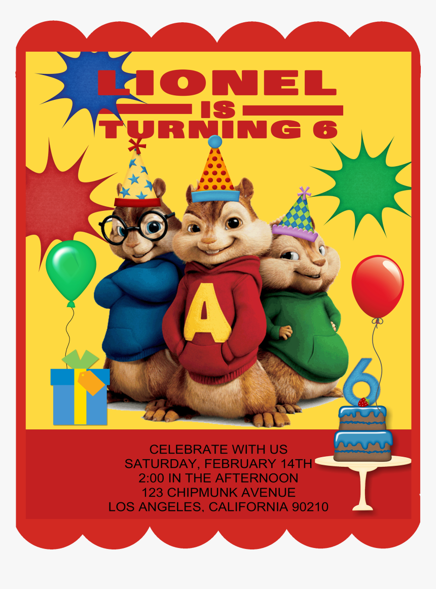 Card Alvin And The Chipmunks Invitation, HD Png Download, Free Download