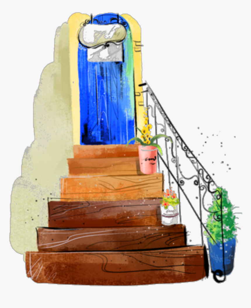 #ftestickers #cartoon #door #steps #shrubs #cute - Comics, HD Png Download, Free Download