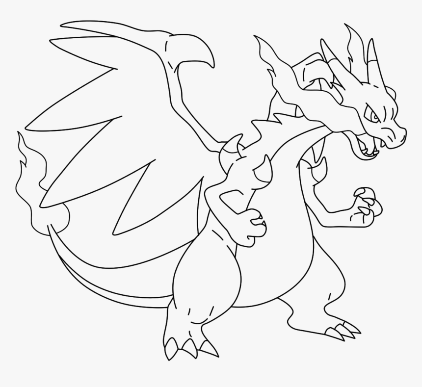 Mega Charizard Drawing - Charizard X Coloring Page, HD Png Download, Free Download