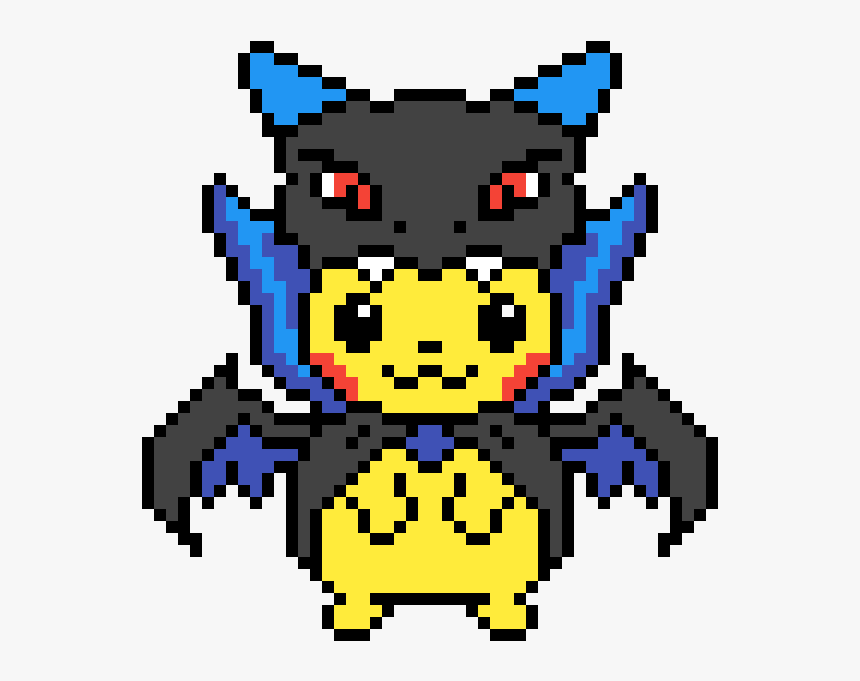 Pikachu Wearing Mega Charizard X Pajamas - Pixel Art Pokémon Charizard X, HD Png Download, Free Download