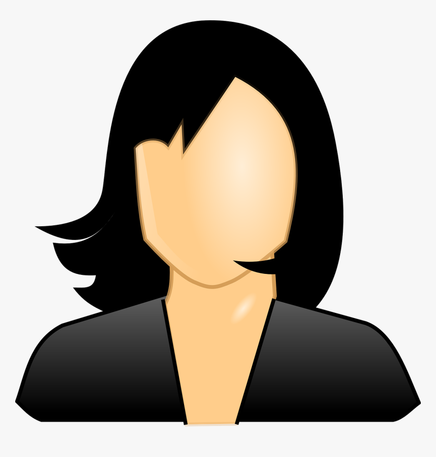 Black Hair Cliparts - Lady With Black Hair Clipart, HD Png Download, Free Download