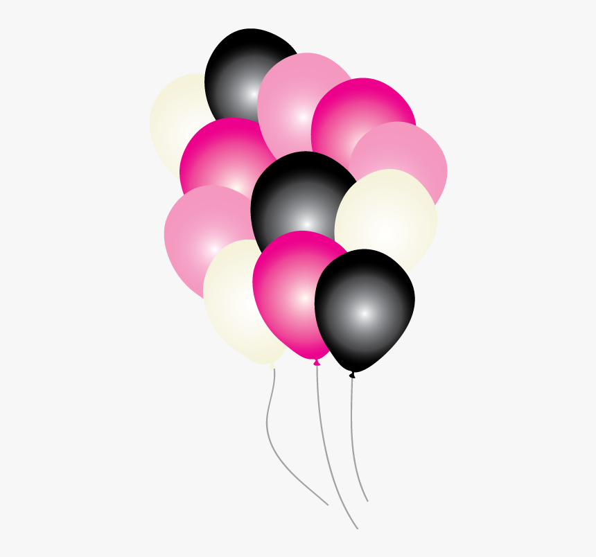 Pink Paris Party Balloons - Pink And Black Balloons Png, Transparent Png, Free Download