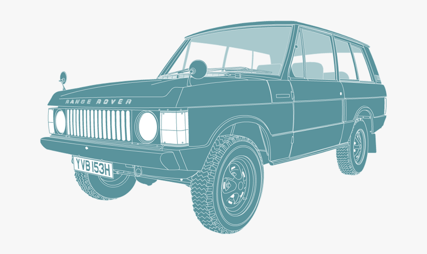 Side Profile Illustration Of Range Rover Yvb 153h - Classic Range Rover Illustration, HD Png Download, Free Download