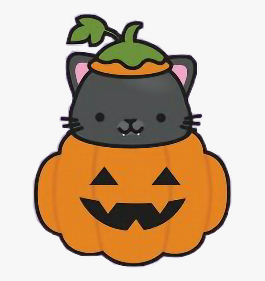 #halloween #nochedebrujas #calabaza #gatito #pumpkin - Calabaza Con Gato Halloween, HD Png Download, Free Download