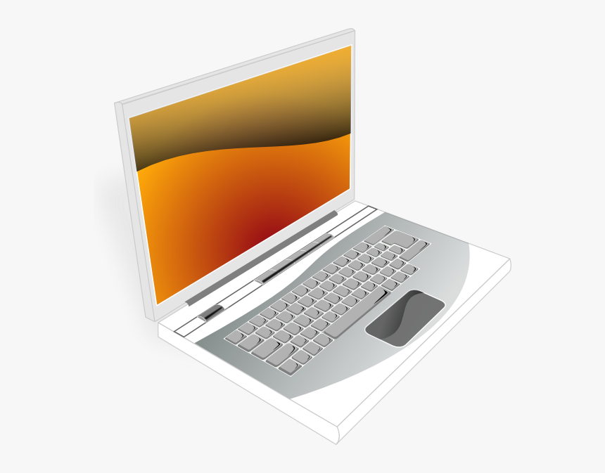 Laptop White Orange Image - Laptop Clipart Computer Cartoon, HD Png Download, Free Download
