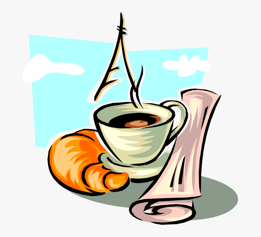 Vector Illustration Of Morning Cup Of Coffee, Viennoiserie-pastry - Paris Coffee Clip Art, HD Png Download, Free Download