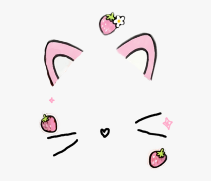 Cute Cat Face Overlay💓 Overlay Faceoverlay Kawaii - Snow Stickers Png, Transparent Png, Free Download