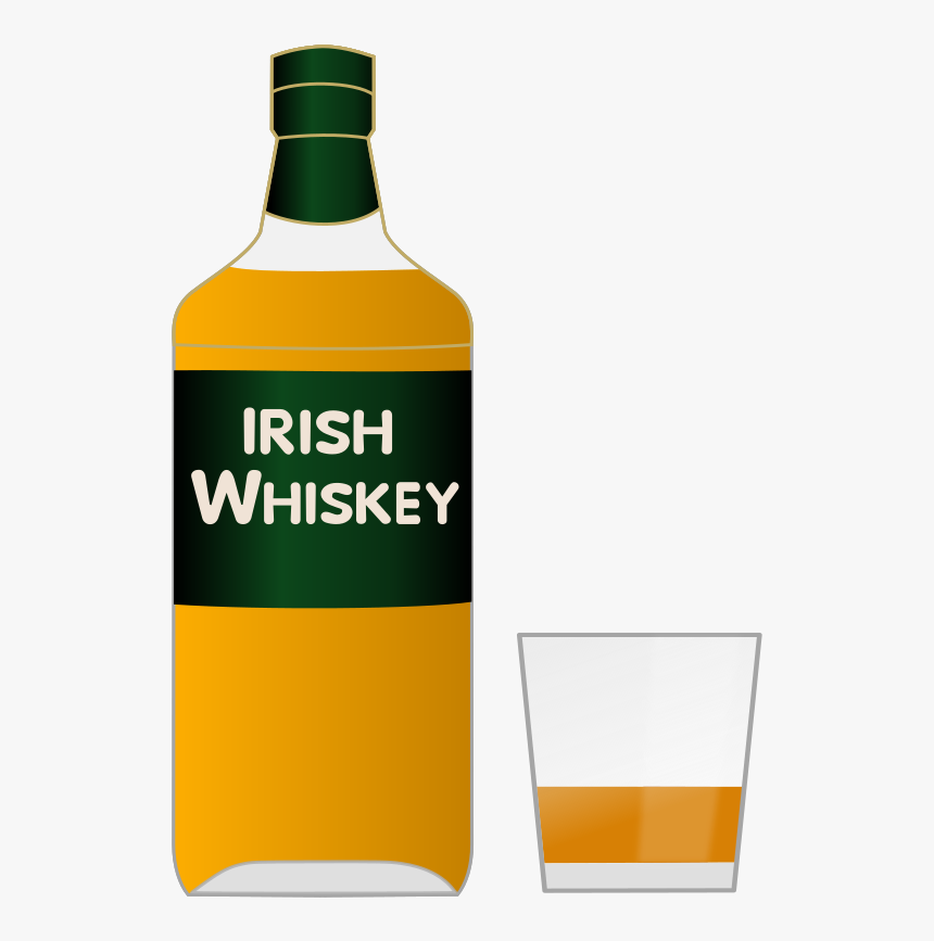 Bottle Of Irish Whiskey And A Glass - Clip Art Png Whisky Bottle Clipart, Transparent Png, Free Download