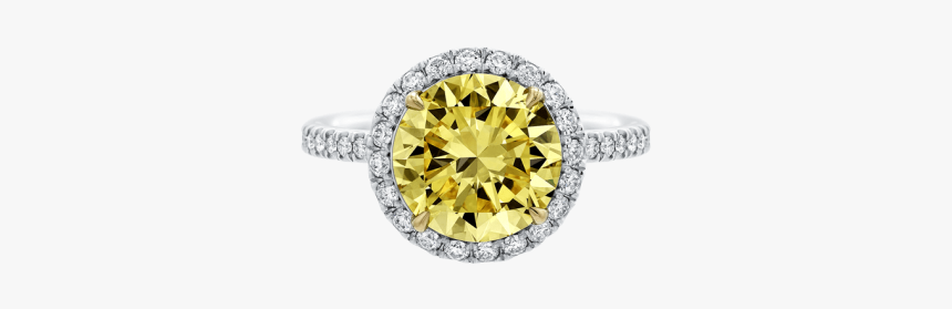 Oval-shaped Yellow Diamond Micropavé Ring - Engagement Ring, HD Png Download, Free Download