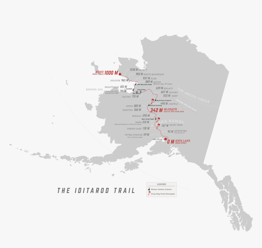 Iditarod Trail Invitational Map - Map Of All Runza, HD Png Download, Free Download