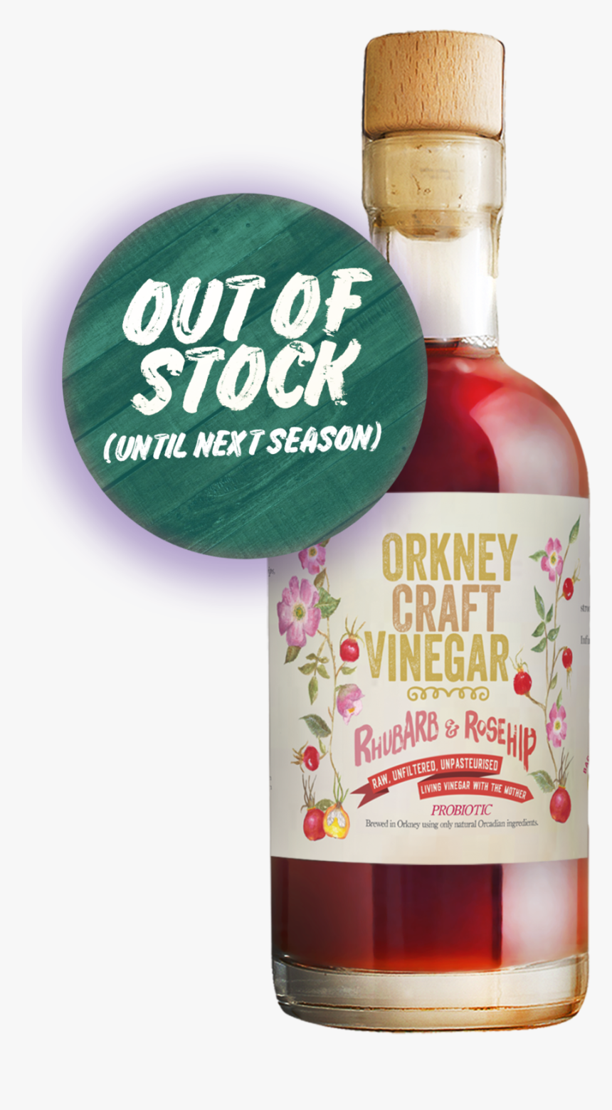 Orkney Craft Vinegar Rhubarb Rosehip Out Of Stock , - Glass Bottle, HD Png Download, Free Download