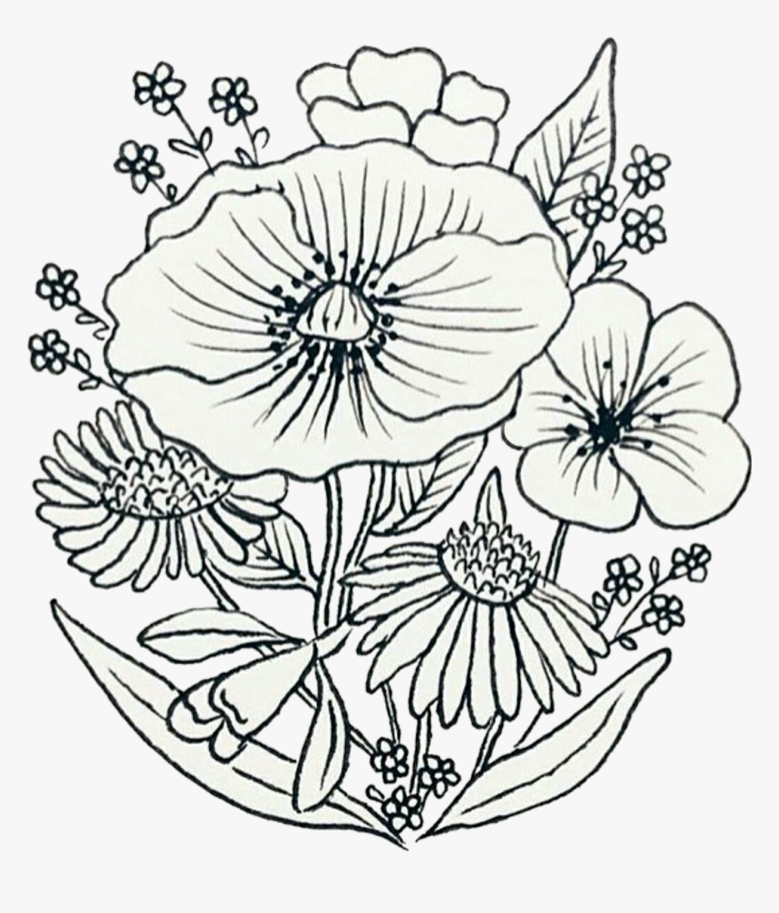 #flowers #drawing #sketch #patch #wildflowers #pin - Wildflowers Drawing, HD Png Download, Free Download