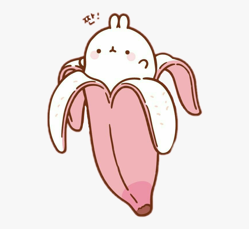 Molang Kawaii Rabbit Peach Banana Pink Koreancharacter - Cute Wallpaper Banana, HD Png Download, Free Download