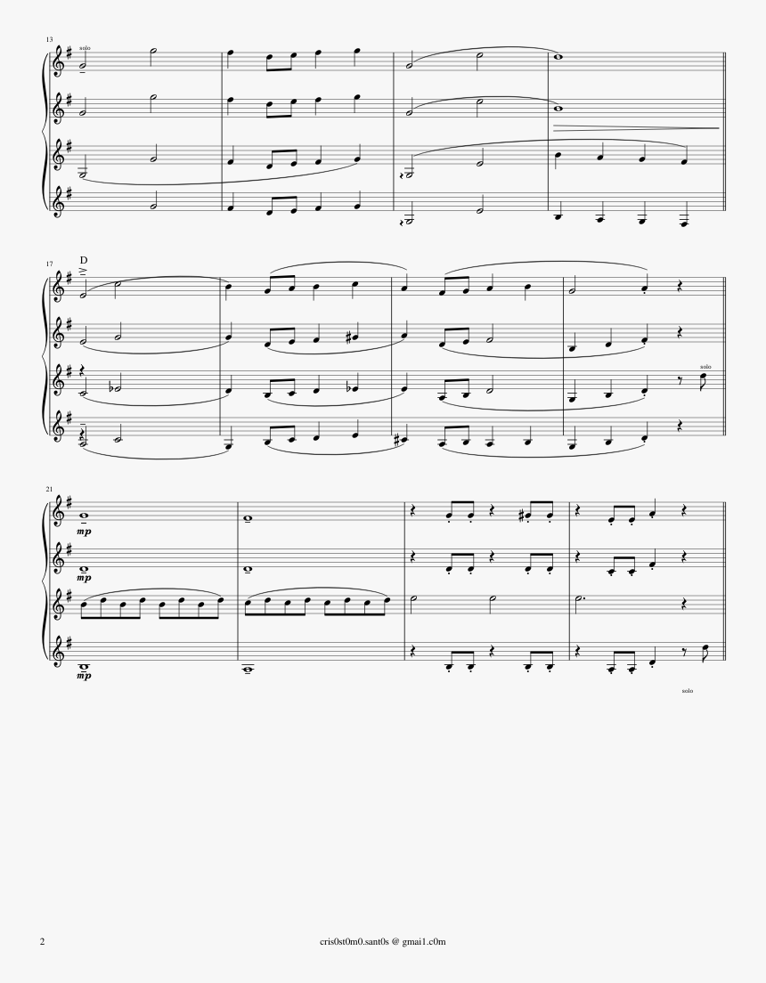 Alem Do Arco Iris Partitura Quarteto, HD Png Download, Free Download