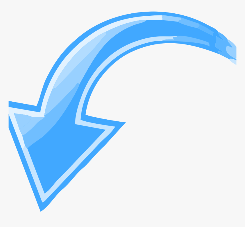 Blue Curved Arrow Pointing Down Left - Arrow Pointing Down Left, HD Png Download, Free Download