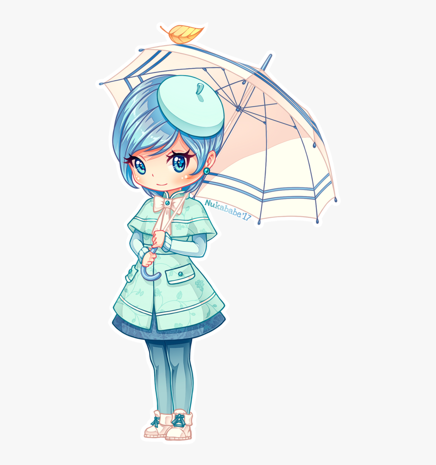 Girl Umbrella Transparent Png - Draw Chibi With Umbrella, Png Download, Free Download