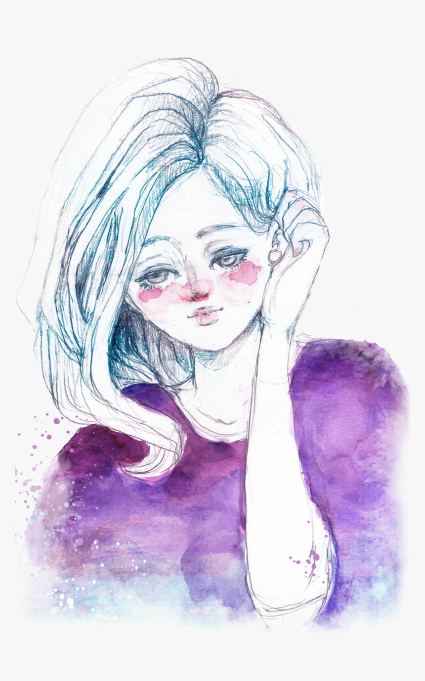 Transparent Watercolor Girl Drawing , Png Download - Sketch, Png Download, Free Download