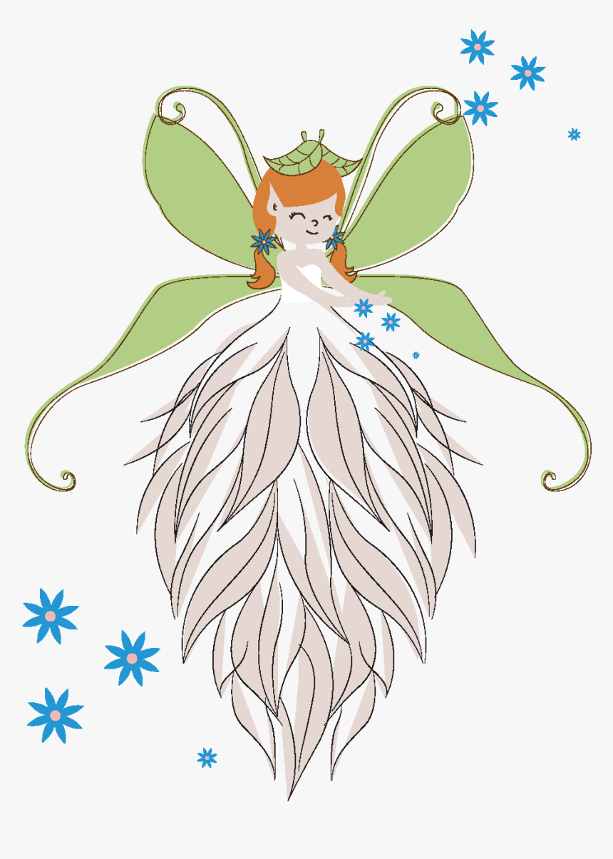 Vector Hand Drawn Cartoon Butterfly Girl - Illustration, HD Png Download, Free Download