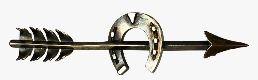 Antique 10k Gold Horse Shoe Arrow Bar Pin Fine Details - Crescent, HD Png Download, Free Download