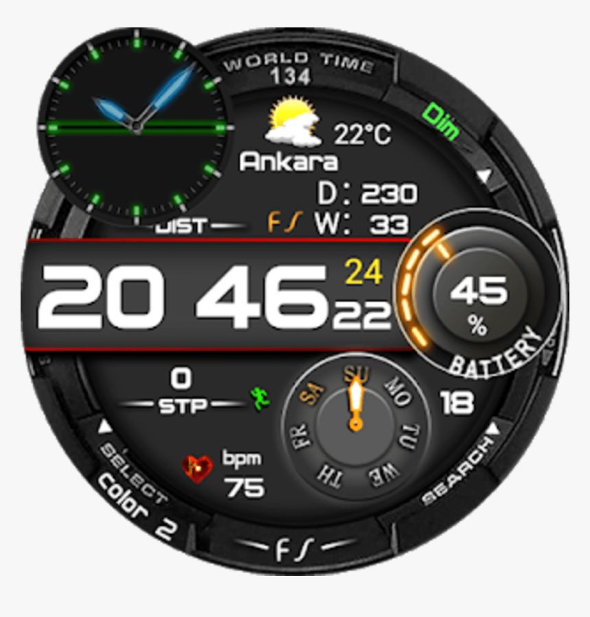 D 134 Digital Watch Face For Watchmaker Users - Speedometer, HD Png Download, Free Download