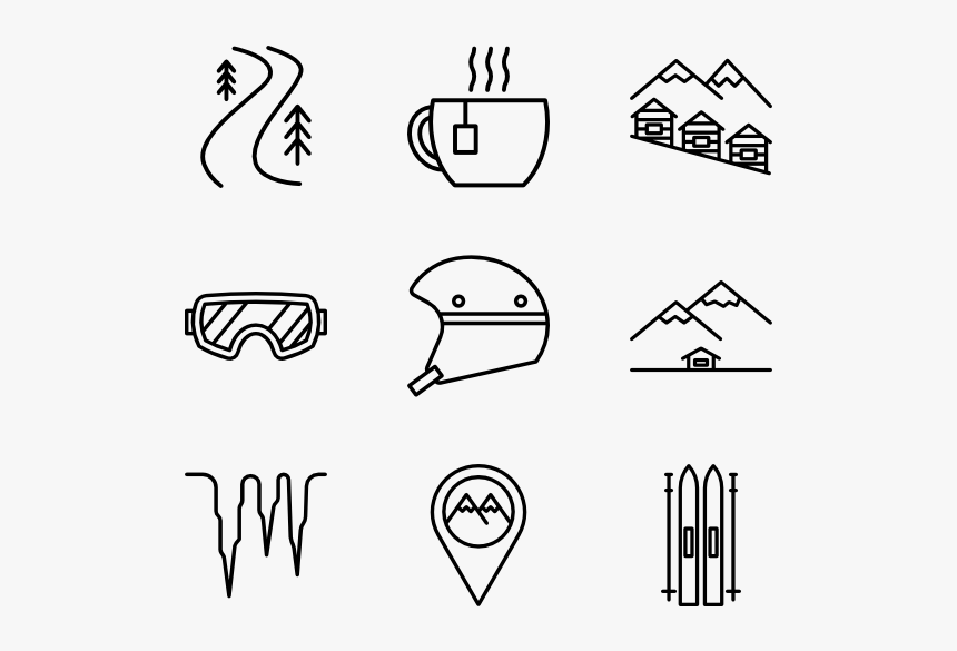 Page Vector Line - Skiing Icons, HD Png Download, Free Download
