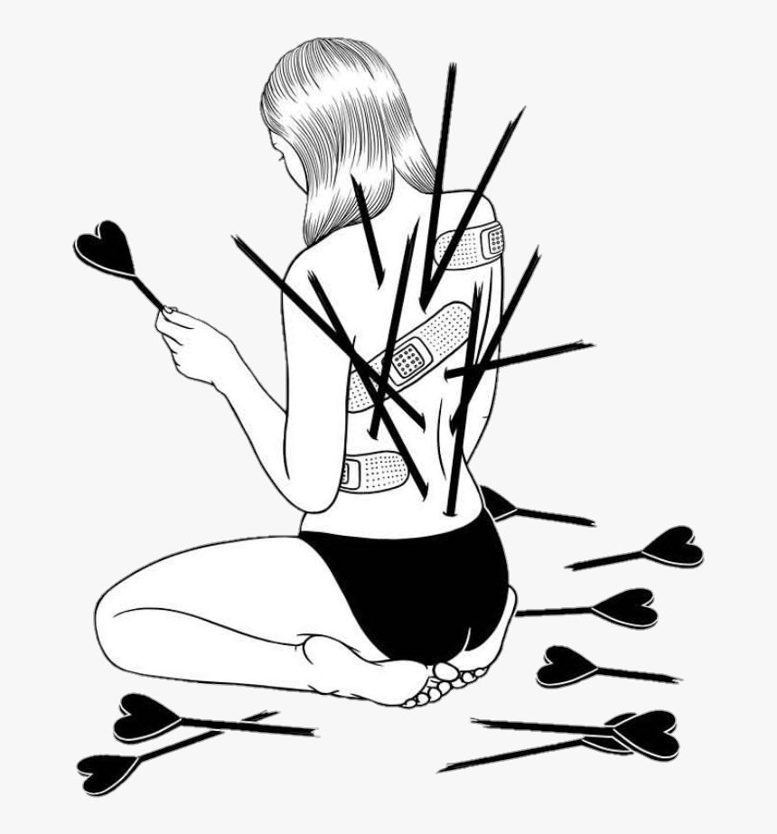 Sad Heartbroken Tumblr Blackandwhite - Depression Drawing, HD Png Download, Free Download