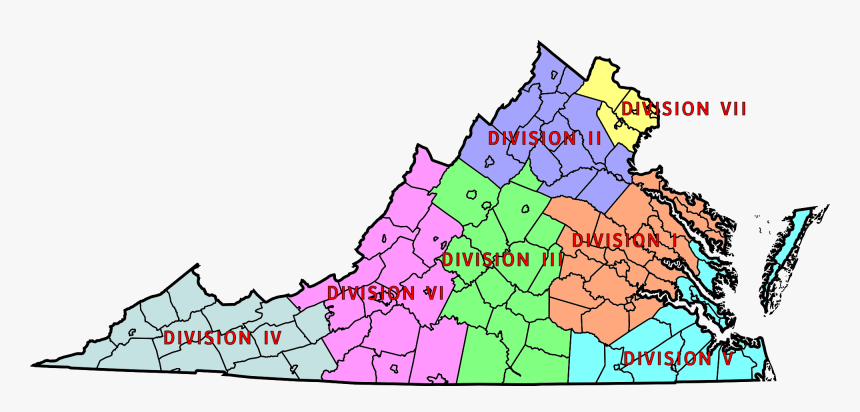 Virginia State Police Division Map - Map Of Virginia Counties, HD Png Download, Free Download