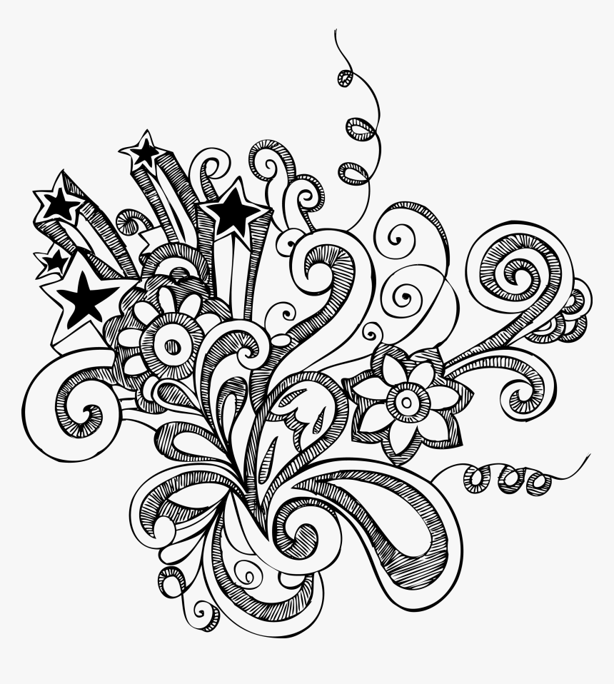 Free Hand Drawing Flowers At Getdrawings Com - Doodle Art Flower Png, Transparent Png, Free Download