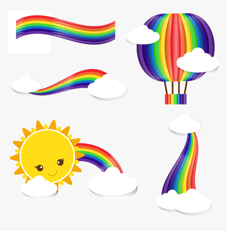 Rainbow Cloud Clip Art - Cartoon Rainbow Cloud, HD Png Download, Free Download