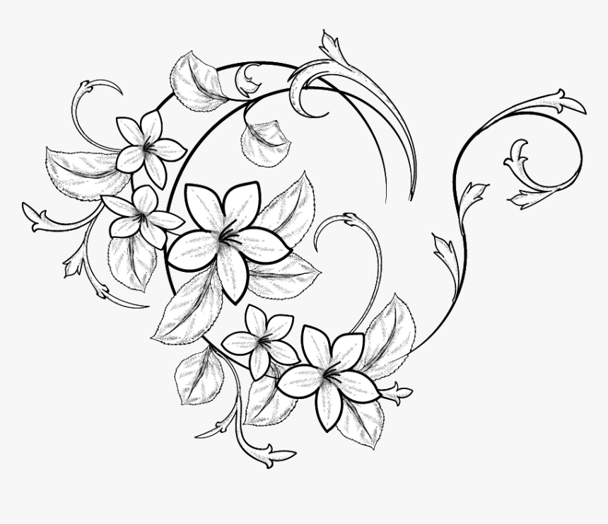 Floral Clipart Doodle - Flower Filigree Line Drawings, HD Png Download, Free Download