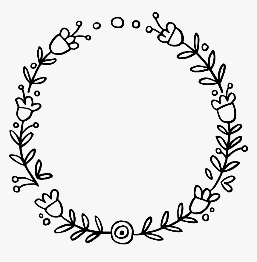 Clip Art Doodle Wreath - Floral Wreath Clipart Black And White, HD Png Download, Free Download