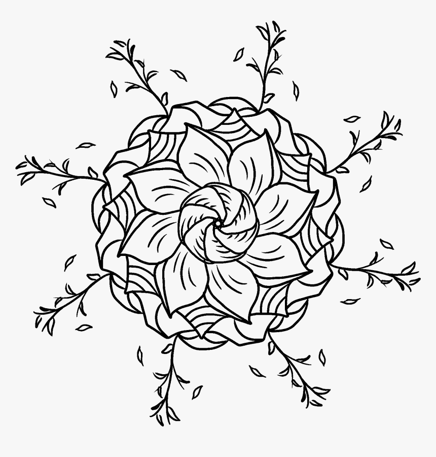 Transparent Flower Doodle Png - Line Art Transparent Background, Png Download, Free Download