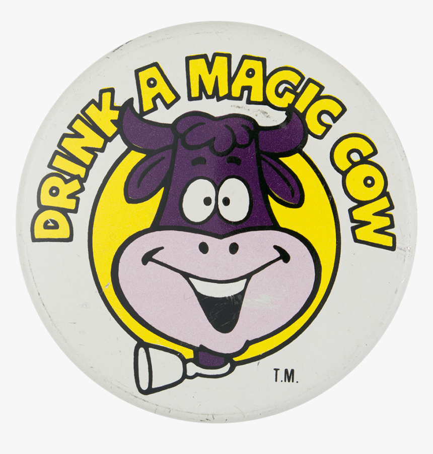 Drink A Magic Cow Advertising Button Museum - Cartoon, HD Png Download, Free Download