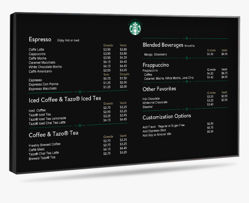 Digital Menu Boards Ok4 - Display Device, HD Png Download, Free Download