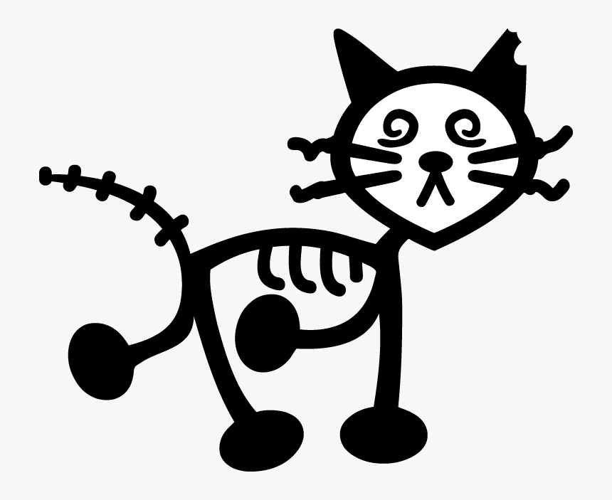 Cat Zombie Stick Animal Sticker Decal Car Window Family - Stick Figure Cat Png, Transparent Png, Free Download