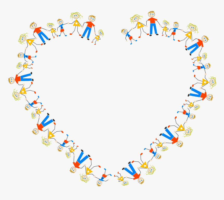 Transparent Big Family Clipart - Stick Figures Around Heart, HD Png Download, Free Download