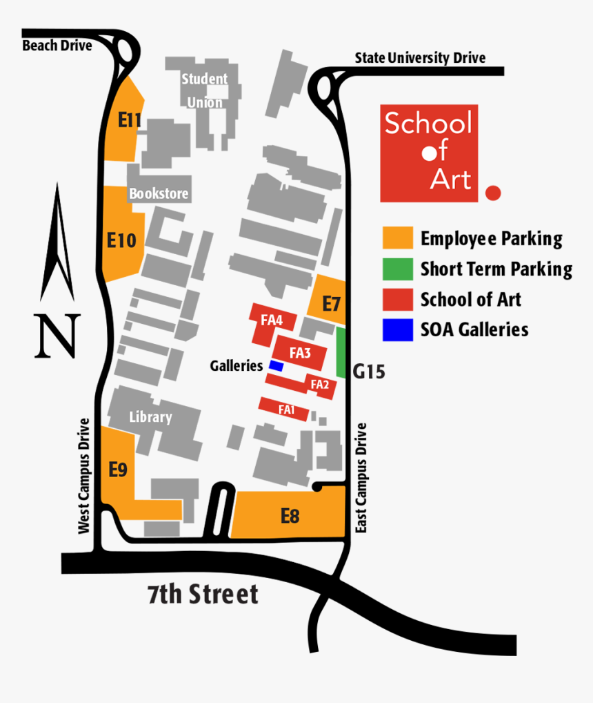Map Of Csulb School Of Art - Csulb Gallery Map, HD Png Download, Free Download