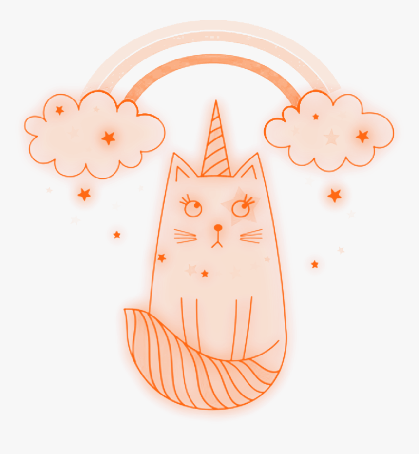 #unicorn #cat #neon #orange #glow #freetoedit #ftestickers - Illustration, HD Png Download, Free Download